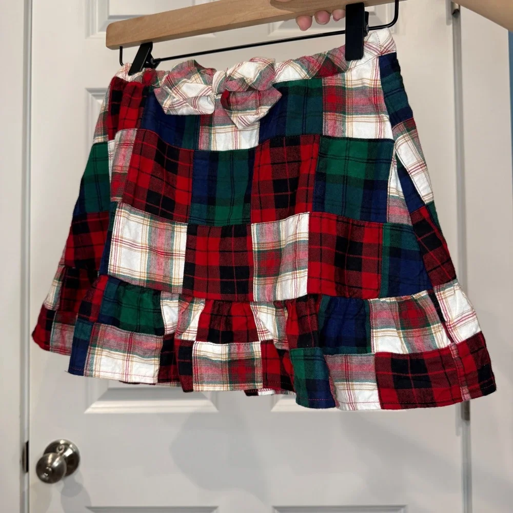 Gymboree Girls Patchwork Plaid Skort Red Green Holiday Size 10